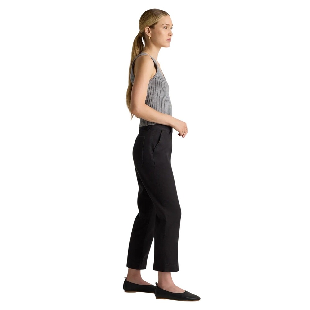 Quince Black Organic Stretch Cotton Twill Straight Leg Cropped Pants Sz 2/28 NWT - Picture 4 of 6